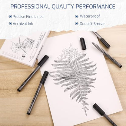 Matthiola Precision Black Micro Pen - Waterproof Archival ink, For Multiliner - Sketching, Anime, Illustration, Technical Drawing, Office Documents&Scrapbooking, 10Pcs/Set