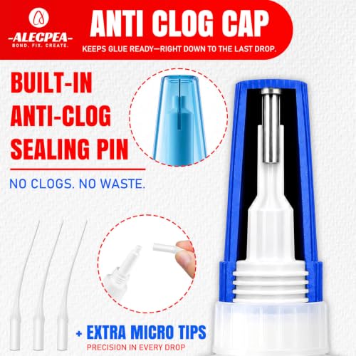 ALECPEA Silicone Glue, 30g Clear Flexible Adhesive with 3 Applicator Tips - color: Silicone Glue