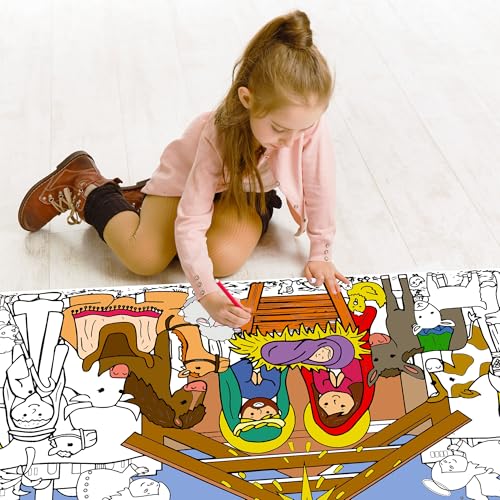 Giant Nativity Scene Coloring Poster, 30x72 Inch - color: Colorful