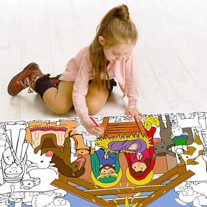 Giant Nativity Scene Coloring Poster, 30x72 Inch - color: Colorful