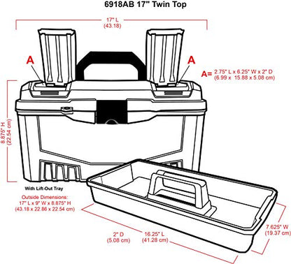 ArtBin Twin Top 17-Inch Craft Supply Box with Handle, Black - color: Black