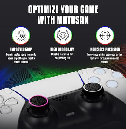 MatoSan 4 Thumbstick Grip Caps – Universal Silicone Controller Covers – Enhanced Grip, Precision & Protection – Anti-Slip Joystick Accessories for All Modern Game Controllers - size: 4 Black Set