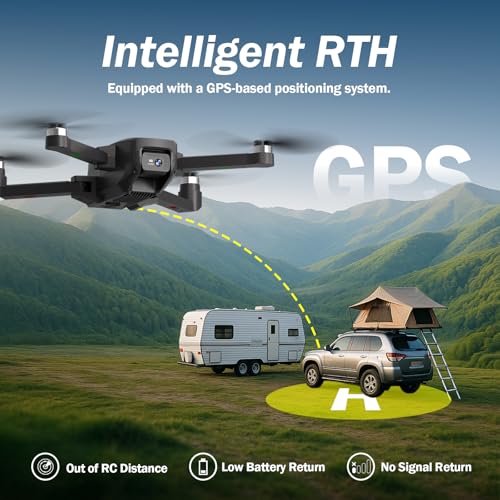 4.5‘’ Screen on Controller GPS Drone with EIS Camera for Adult Kid Beginner - color: Starry Black