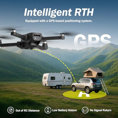 4.5‘’ Screen on Controller GPS Drone with EIS Camera for Adult Kid Beginner - color: Starry Black