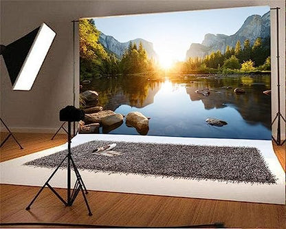 California Yosemite Valley Sunrise Landscape Photography Backdrop 12x8ft - size: 12x8ft