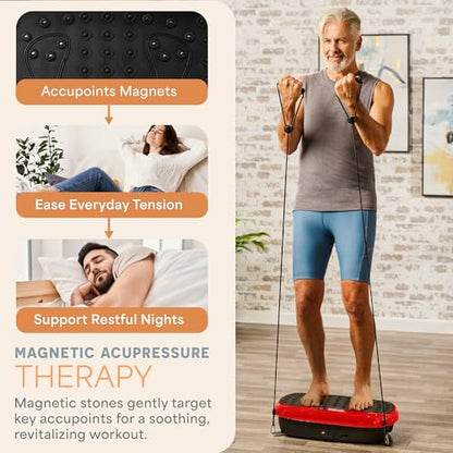 Lifepro HexaPlate Lite Compact Vibration Plate with Magnetic Acupoints - color: Red