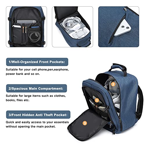 Kono Travel Backpack Airline Approved Under Seat Personal Item Bag - color: Navy, size: Small