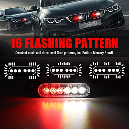 6LED Car Truck Emergency Beacon Warning Hazard Flash Strobe Light Red/White 4-pack - color: Red White