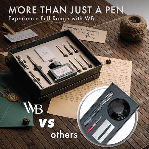 Wordsworth & Black Luxury Calligraphy Pen Set, 6 Nibs, Black Rose - color: Black Rose Gold