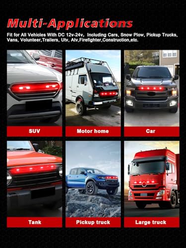 YM E-Bright 2-Pack Red 3 LED Car Flash Light DRL Truck Emergency Strobe Flash Warning Light 12-24V - color: Red, size: 3LED