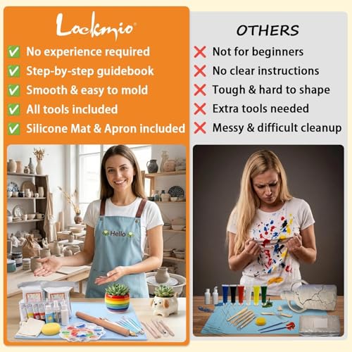 41PCS Pottery Kit for Beginners, 4.4LBS Air Dry Clay for Adults, Guide Book
