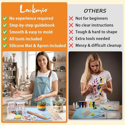 41PCS Pottery Kit for Beginners, 4.4LBS Air Dry Clay for Adults, Guide Book