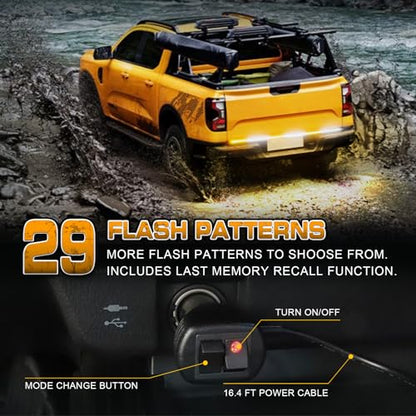 XRIDONSEN 48 inch 288 LED Tailgate Strobe Lights Rear Emergency Lights - color: Amber/White