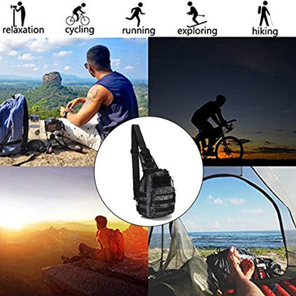 Tactical Shoulder Sling Bag Small Outdoor Chest Pack Backpack for Men Traveling, Trekking, Camping, Sling Backpack - color: Pythons Grain Black