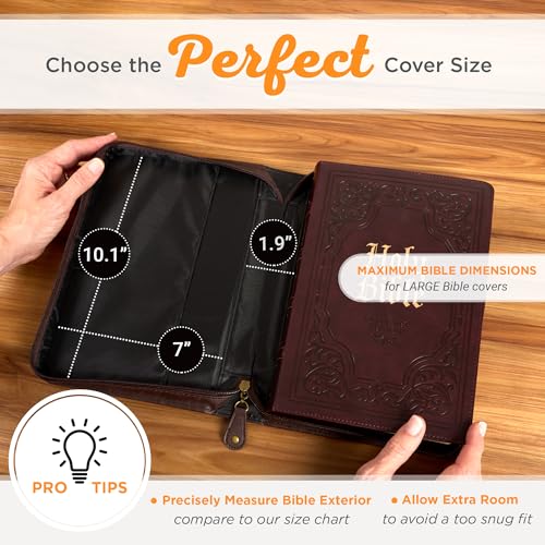 Christian Art Gifts Faux Leather Inspirational Bible Cover for Men: Man of God Encouraging Bible Verse, Heat-Debossed, Sturdy Pen Loops, Pockets, Easy Carry, Brown & Gold, Large - size: Large