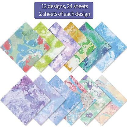 6x6" Cardstock Single Sided Scrapbooking,Craft Decorative Scrap Book Paper - color: 24sheets-halo staining