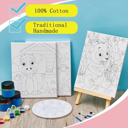 Ctosree 12 Pcs Pre Drawn Canvas for Painting for Kids, 8x10'', Animals - style: Animals