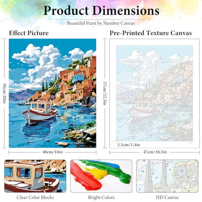Seaside Landscape Paint by Numbers Kit for Adults Without Frame 16x20 IN - color: OP-US09