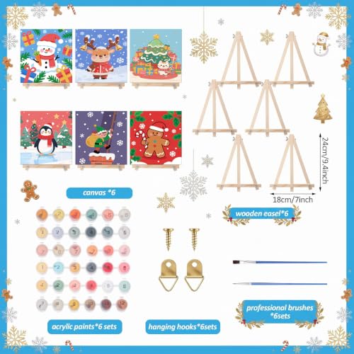 YooNotee 6 Pack Christmas Paint by Numbers Kit for Adult - style: Cute