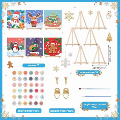 YooNotee 6 Pack Christmas Paint by Numbers Kit for Adult - style: Cute