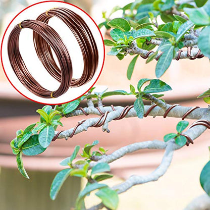 Mudder 5 Roll Bonsai Training Wire Aluminum 1/1.5/2.0mm Brown - color: Brown, size: 1/1.5/2.0mm