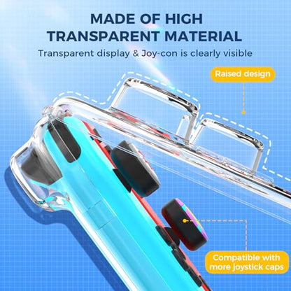 IINE Storage Case for Joy-con, Portable Dust-Proof Protective Box Compatible with Nintendo Switch Joy-Con, Switch/OLED PC Transparent Shell Case with Magnetic Closure - color: transparent