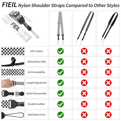 FIEIL 3 Pack Adjustable iPad Strap, Nylon Camera Strap, Comfortable Shoulder Strap for iPad Case, Cellphone Tablet, Camera, Laptop, Binocular, Luggage Bag(Black and White Checkered) - color: Black and White Checkered