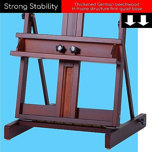 MEEDEN Large Art Easel for Painting: Solid Beech Wood H‑Frame Floor Easel - color: Deep Walnut
