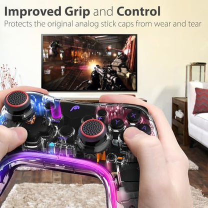 Fosmon Performance Thumb Grips Gaming Controller Joystick Caps, Red, 2 Pair - color: Black & Red (Set of 4)