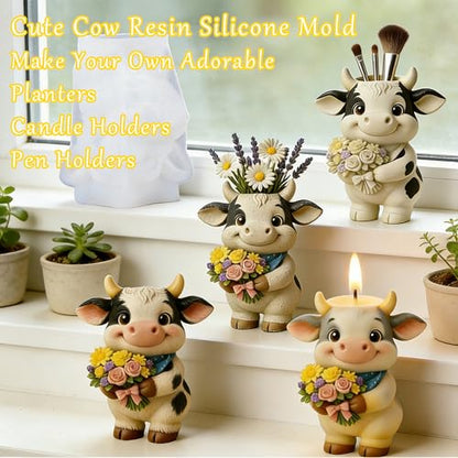 Highland Cow Resin Molds, 3D Animal Candle Molds Silicone for Epoxy Resin - color: Cow Resin Mold