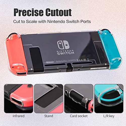 Switch Protector Dockable Case - Clear Hard Shell Cover with Joy-Con Grip TPU, Tempered Glass Screen Protector & Thumb Caps - Protective Accessories Kit for Nintendo Switch Console - size: Switch 1 6.3inch