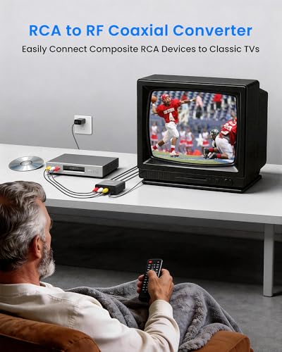 RF Modulator for TV, RCA to RF Coaxial Adapter with 3.3ft RCA Cable