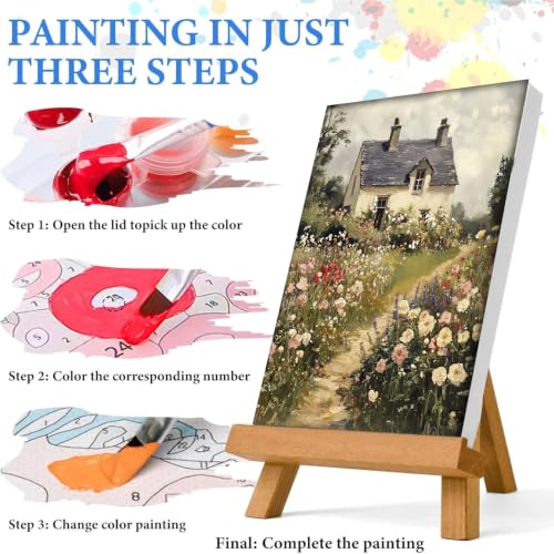 WUDWL Paint by Numbers Kit for Adults Framed Canvas, with Wooden Easel - color: YH04246