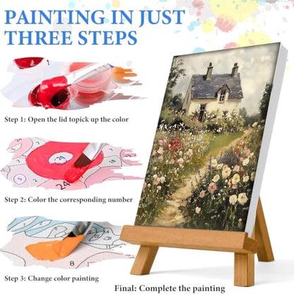 WUDWL Paint by Numbers Kit for Adults Framed Canvas, with Wooden Easel - color: YH04246