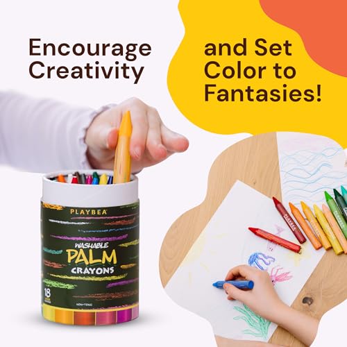 PLAYVIBE Jumbo Crayons, 18 Colors for Preschool Supplies, Washable Crayons