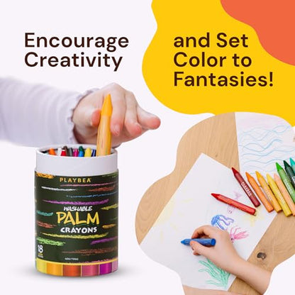 PLAYVIBE Jumbo Crayons, 18 Colors for Preschool Supplies, Washable Crayons