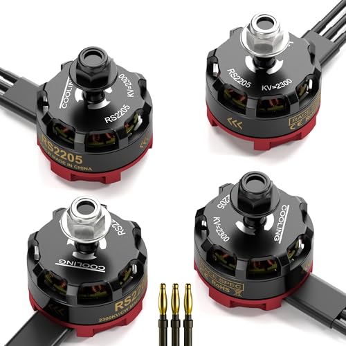 2205 2300KV Brushless Motor, 4 Pack 2CW+2CCW FPV Drone Motors, 3-4S RC Motor Drone Parts with Pre Soldered 2.0mm Banana Plugs, High Thrust for FPV Racing Drone Quadcopter