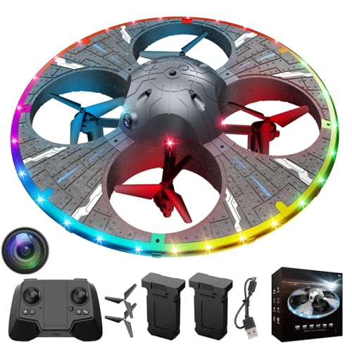 Round Foam UFO Drone with Camera, FPV Quadcopter for Beginners