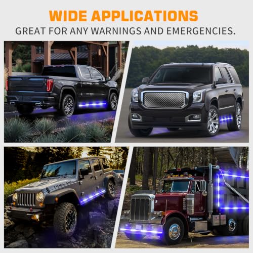 XRIDONSEN 2-Pack 70-inch Blue White Emergency Lights Running Board Lights - color: Blue/White
