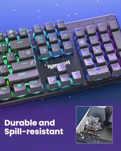 Redragon K671KS Wireless Mechanical Gaming Keyboard, Tri Mode BT/2.4G/USB-C Hot Swappable Custom Keyboard, RGB Backlit Computer Gaming Keyboards, PBT Keycaps, Programmable for PC/Tablet/MAC - color: Deep Black