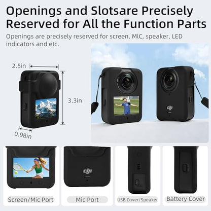 Camera Protective Kit Compatible with DJI Osmo 360 -Includes Lens Protector,Tempered Glass Screen Protector, Silicone Case with Lens Cover, Camera Bag with Metal Buckle