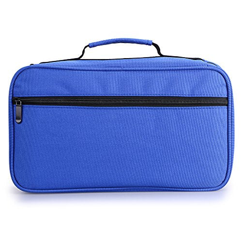 BTSKY Art Marker Carrying Case Lipstick Organizer-60 Slots Canvas Zippered - color: Blue