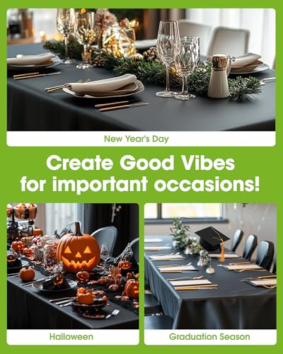 Pureegg Plastic Table Cloth Disposable 6 Pack, 54 x 108 Inch, Black - color: Black, size: 54" X 108" Rectangle