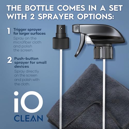 iO CLEAN 16oz Screen Cleaner Spray – Best Large Cleaning Kit - size: 16.9 Fl Oz (Pack of 1)