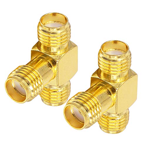 SMA Splitter Adapter SMA Female to Dual SMA Female Triple Tee Connector Splitter Antenna SMA 2-Way Converter for WiFi Aerial FPV Drone Radio Baofeng Yaesu Camera Pack of 2 - size: SMA Female to Dual SMA Female