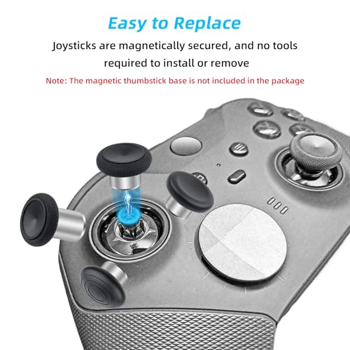 Mcbazel Metal Thumbsticks Replacement for Xbox Elite Series 2, 6 in 1 Metal Custom Button Set fit for Xbox One Elite Series 2 Controller - Black
