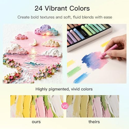 rubens 81 PCS Macaron Soft Oil Pastels Kit for Beginner Drawing - color: 48 Macaron Colors Set