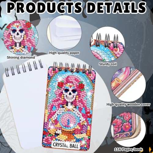 Fuyoooo 12 Pcs Skull Diamond Art Notebook Kits for Adults - style: Skull