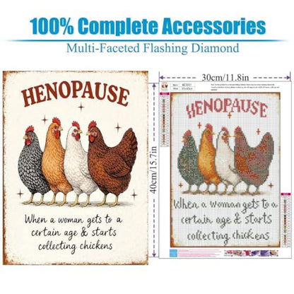 Lophomie Diamond Art Kits for Adults, 5D Chicken Diamond Painting Kit - color: Henopause Chicken Diamond Art