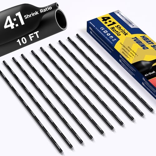 haisstronica 10Ft 4:1 Heat Shrink Tubing Kit 1/8" Black - color: Black, size: 1/8"